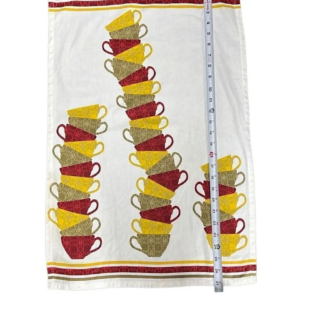 Threshold Multicolor Rectangular Stacked Coffee Cups Cotton Kitchen tea Towel